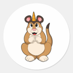 Meerkat with Horn Classic Round Sticker