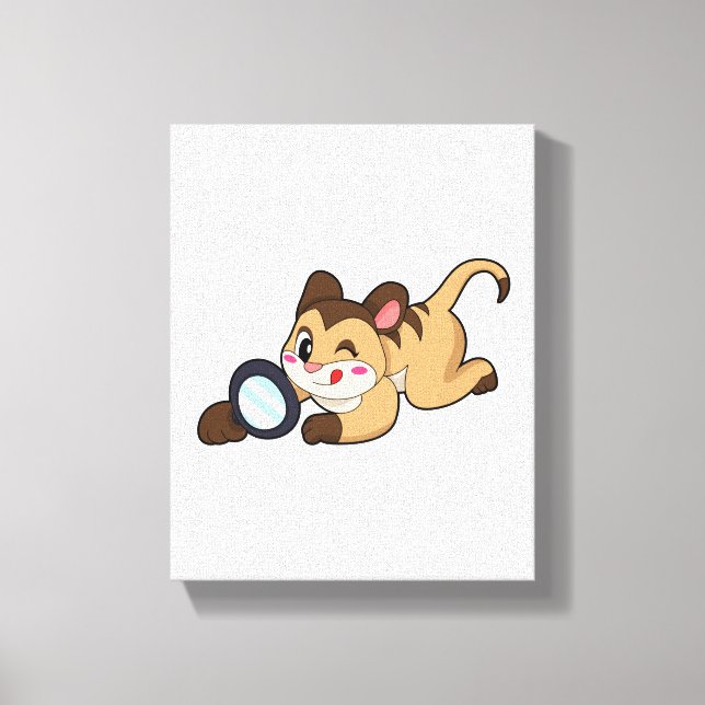 Meerkat with Magnifying glass Canvas Print (Front)