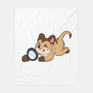 Meerkat with Magnifying glass Fleece Blanket