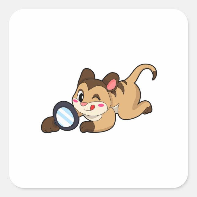Meerkat with Magnifying glass Square Sticker (Front)
