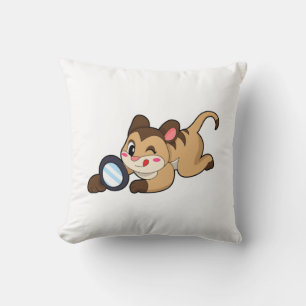 Meerkat with Magnifying glass Throw Pillow