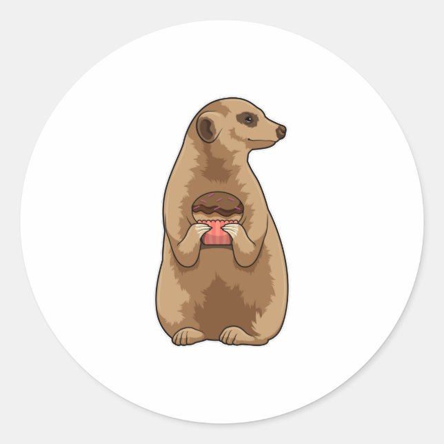 Meerkat with Muffin Classic Round Sticker (Front)