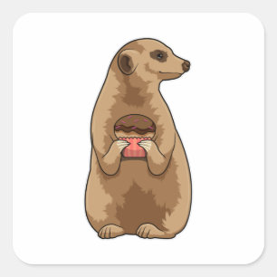 Meerkat with Muffin Square Sticker