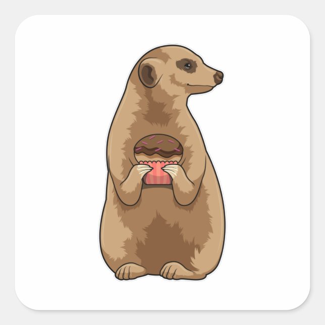 Meerkat with Muffin Square Sticker (Front)