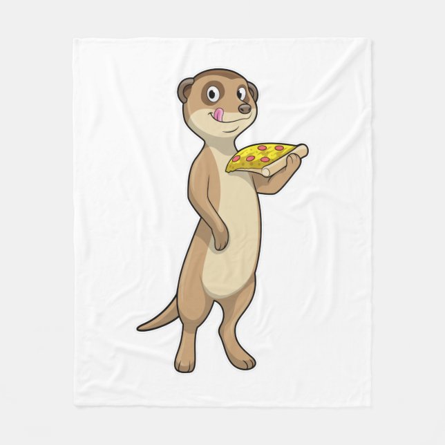 Meerkat with Pizza Fleece Blanket (Front)