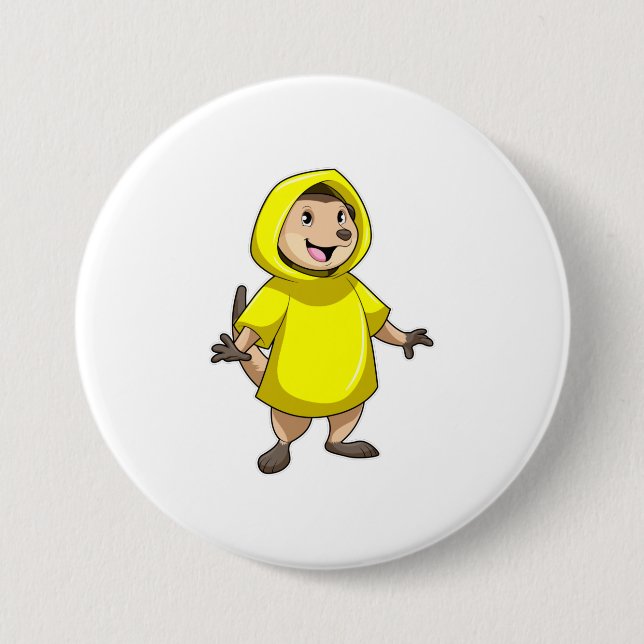 Meerkat with Raincoat 3 Inch Round Button (Front)
