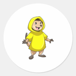 Meerkat with Raincoat Classic Round Sticker