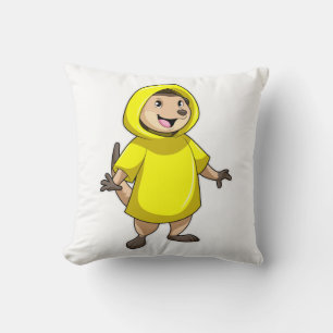 Meerkat with Raincoat Throw Pillow