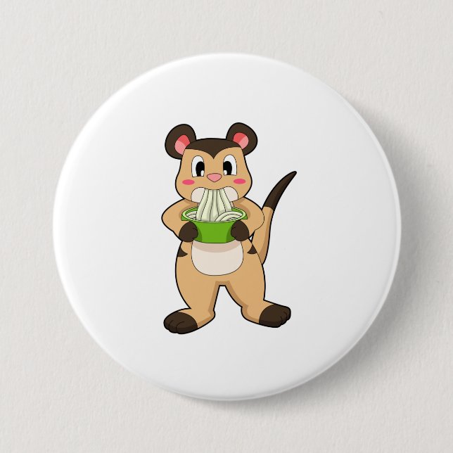Meerkat with Ramen 3 Inch Round Button (Front)