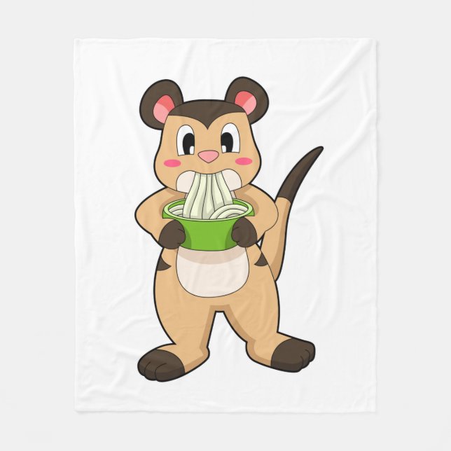Meerkat with Ramen Fleece Blanket (Front)