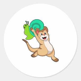 Meerkat with Snail.PNG Classic Round Sticker
