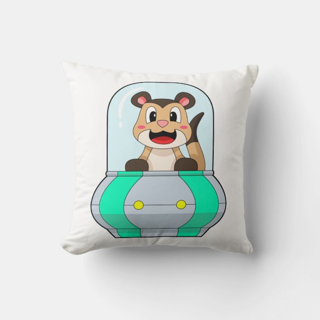 Meerkat with Submarine Throw Pillow (Front)