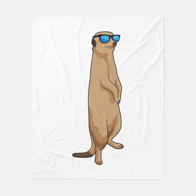 Meerkat with Sunglasses Fleece Blanket (Front)