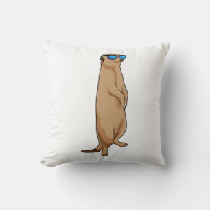 Meerkat with Sunglasses Throw Pillow