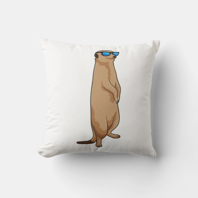 Meerkat with Sunglasses Throw Pillow (Front)