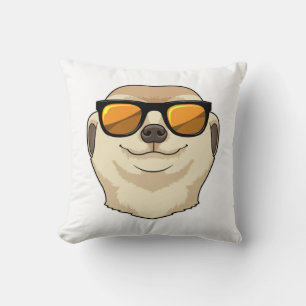 Meerkat with Sunglasses Throw Pillow