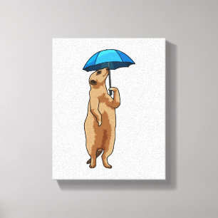 Meerkat with Umbrella Canvas Print