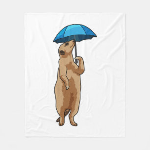Meerkat with Umbrella Fleece Blanket