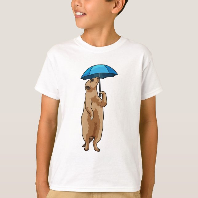 Meerkat with Umbrella T-Shirt (Front)