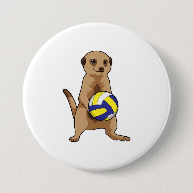 Meerkat with Volleyball 3 Inch Round Button (Front)