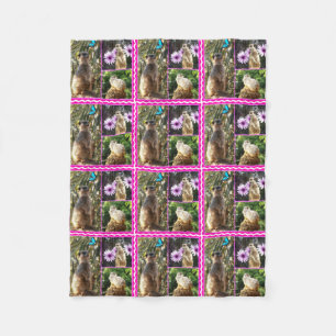 Meerkats In A Photo Collage, Fleece Blanket