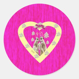 Meerkats On Their Wedding Day, Classic Round Sticker