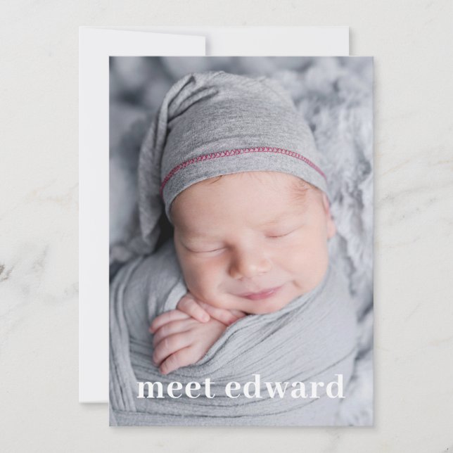 Meet Baby Photo Birth  Announcement (Front)