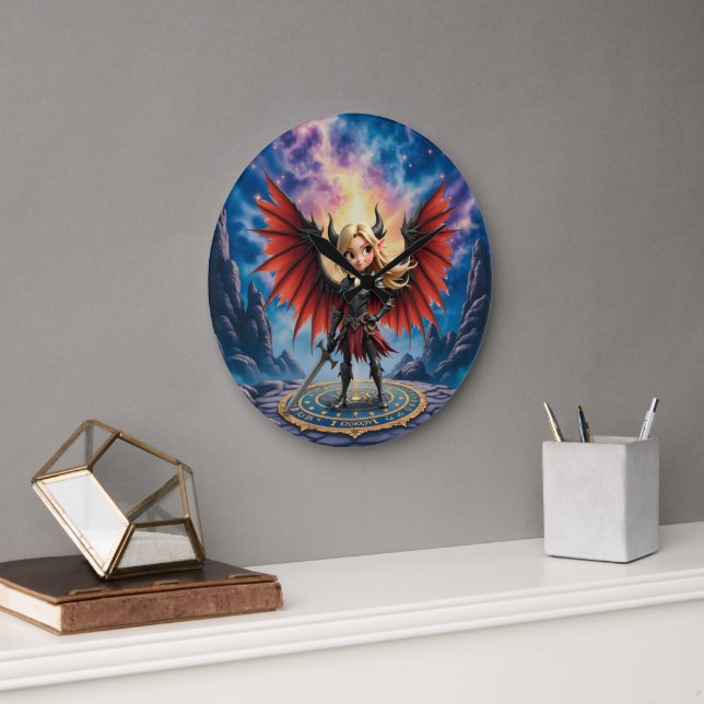 Meet Emberlyn — the Smiling Chaos Guardian Large Clock (Office)