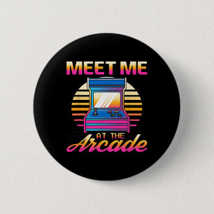 Meet Me At The Arcade Gamer Vaporwave Retro Video  2 Inch Round Button
