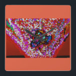 Meet Me At the Flowering Tree Square Wall Clock<br><div class="desc">I painted my own uniquely original flowering tree with a two colourful hats, a smaller hat inside a larger hat as part of the tree signifying a message of joy and hope.</div>