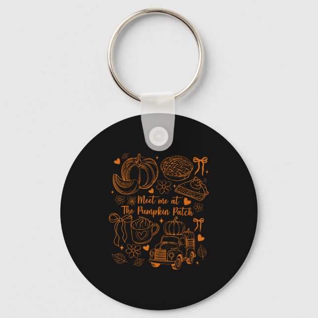 Meet Me At The Pumpkin Patch Coquette Bow Truck Fa Keychain (Front)