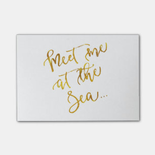 Meet Me at The Sea Gold Faux Foil Motivational Post-it Notes