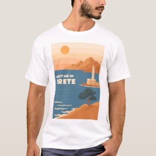 Meet Me in Crete: Minimalist Chania Lighthouse T-Shirt