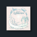Meet me in LOTHLORIEN™ - Swan Boat Canvas Print<br><div class="desc">Drift into the timeless beauty of Middle-earth™ with this enchanting Lord of the Rings™ design inspired by Lothlórien™. Featuring an elegant Elven swan boat gliding across tranquil waters beneath a radiant star, the artwork captures the serenity and starlit magic of the Golden Wood. Framed by delicate leaves and graceful linework,...</div>