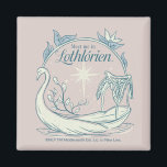 Meet me in LOTHLORIEN™ - Swan Boat Magnet<br><div class="desc">Drift into the timeless beauty of Middle-earth™ with this enchanting Lord of the Rings™ design inspired by Lothlórien™. Featuring an elegant Elven swan boat gliding across tranquil waters beneath a radiant star, the artwork captures the serenity and starlit magic of the Golden Wood. Framed by delicate leaves and graceful linework,...</div>