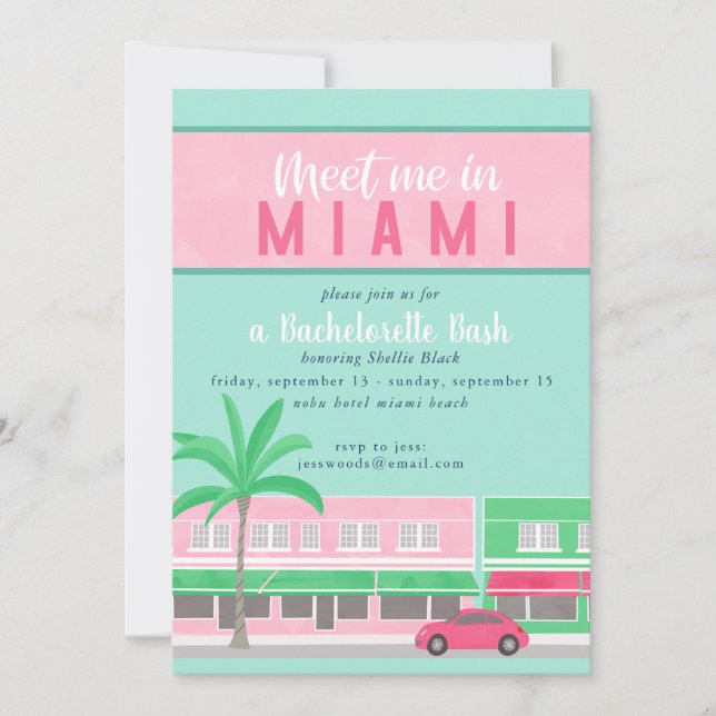 Meet Me in Miami Bachelorette Invitation (Front)