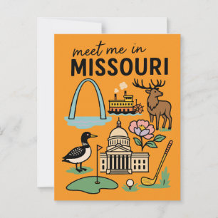 Meet Me In Missouri St. Louis Kansas City Retro Postcard