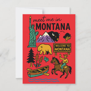 Meet Me In Montana Vintage Cowboy State Travel Postcard