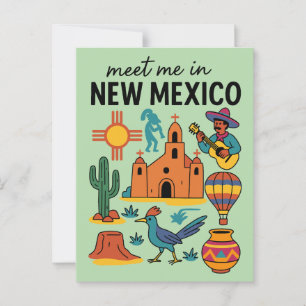 Meet Me In New Mexico Southwest Retro Postcard