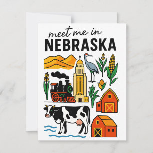 Meet Me In New Nebraska Landmarks Icons Postcard