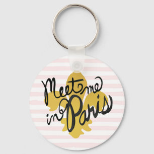Meet Me in Paris Black and Gold Keychain