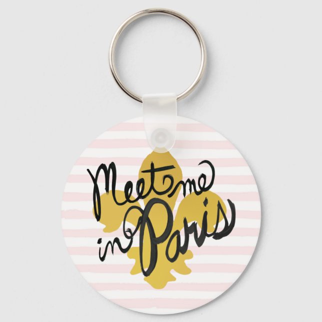 Meet Me in Paris Black and Gold Keychain (Front)