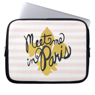 Meet Me in Paris Black and Gold Laptop Sleeve