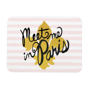 Meet Me in Paris Black and Gold Magnet