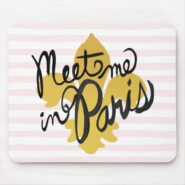 Meet Me in Paris Black and Gold Mouse Pad (Front)