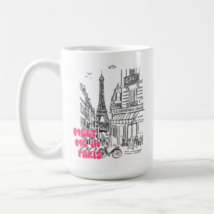 Meet Me in Paris Coffee– Cute Pink Eiffel Tower Coffee Mug