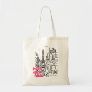 Meet Me in Paris – Eiffel Tower & coffee Shop Tote Bag