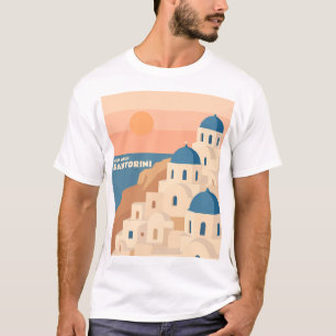 Meet Me in Santorini: Minimalist Greek Churches T-Shirt