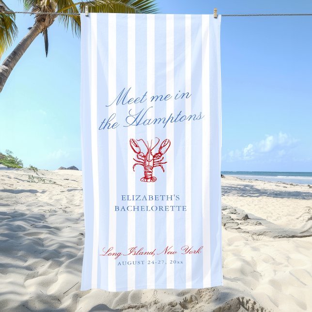 Meet Me in The Hamptons Bachelorette Beach Towel (Creator Uploaded)