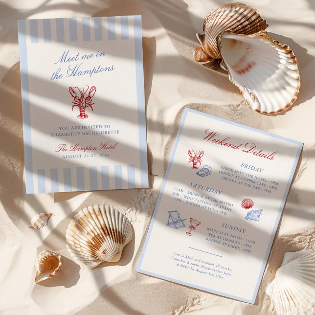 Meet Me in The Hamptons Bachelorette Invitation (Creator Uploaded)